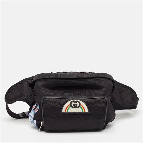 gucci black tenebre logo patch belt bag|Gucci flag handbags.